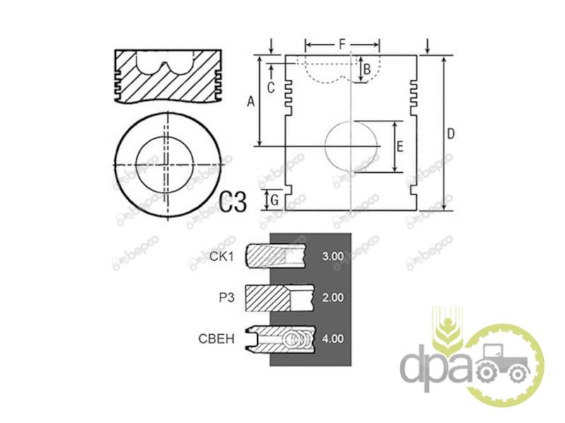 Piston+segmenti motor Fendt F285.200.310.231