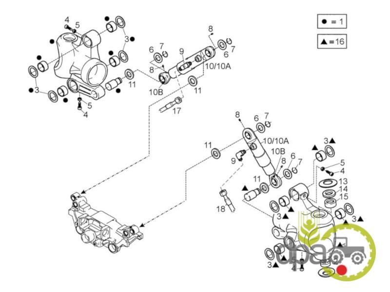 Distantier pivot Massey Ferguson 351403M1