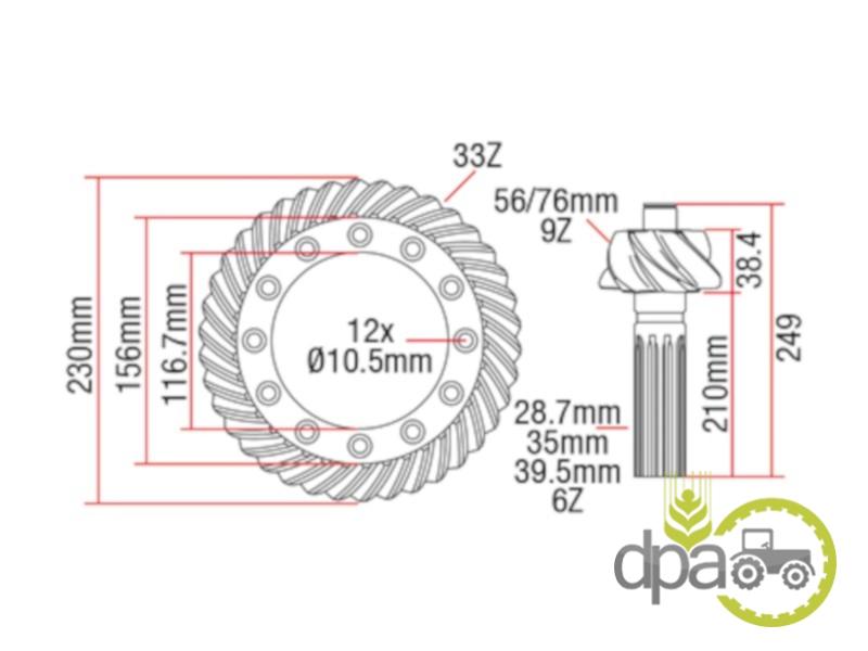 Grup conic fata 9/33 Massey Ferguson 3427104M91