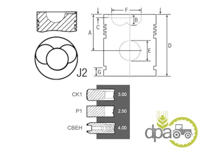 Piston+segmenti motor Valmet J028983